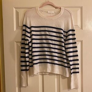 NWT OGD Navy & White Striped Cashmere Crew Neck Sweater, Size M